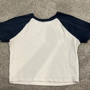 Navy and White Cropped Shirt